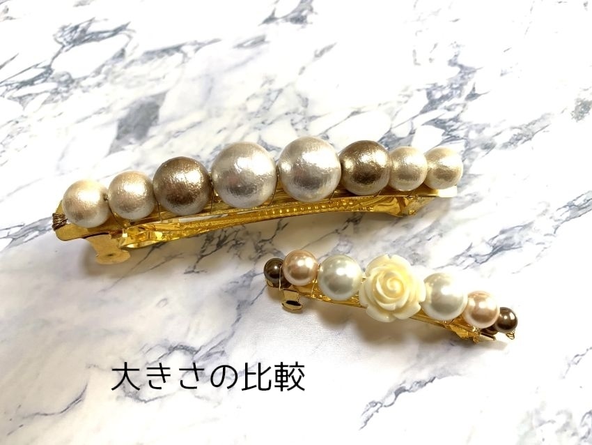 安室さんイメージ コットンパールのバレッタ