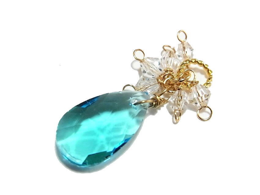 コナン君&新一君イメージ ブルーのガラスストーンチャーム