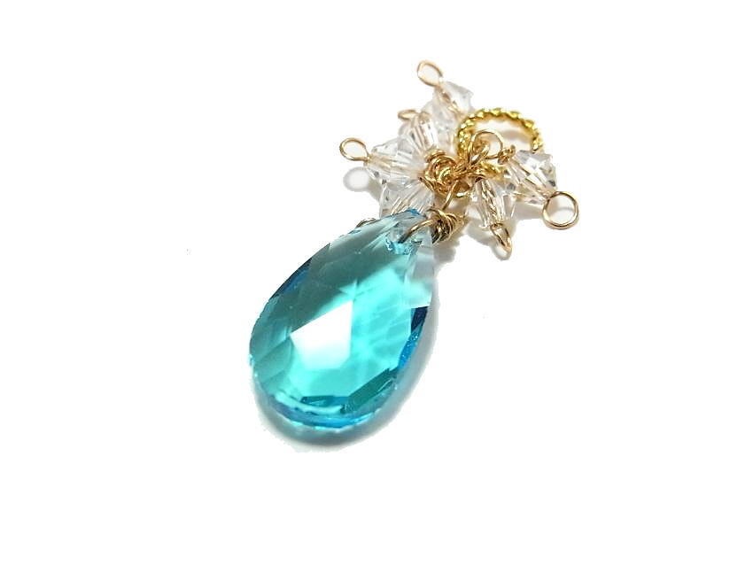 コナン君&新一君イメージ ブルーのガラスストーンチャーム