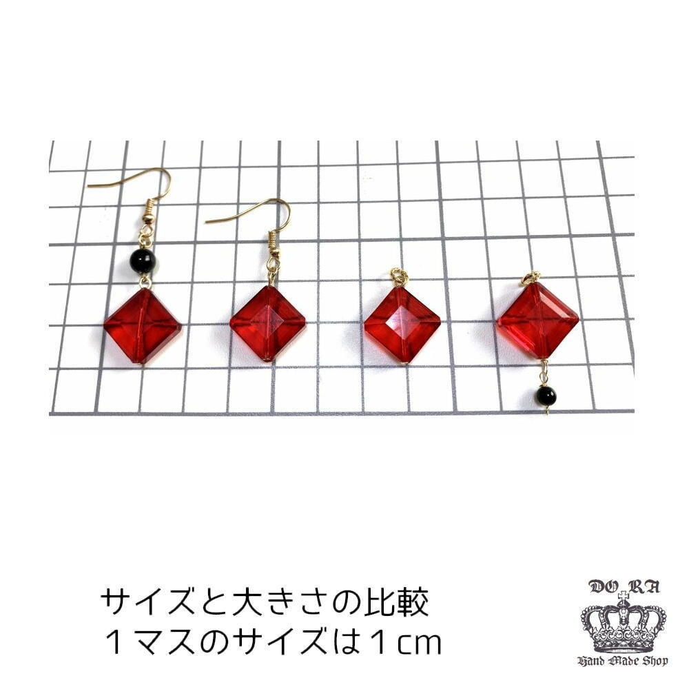 赤井さんイメージ 赤いガラスストーンのピアス『AG-03』