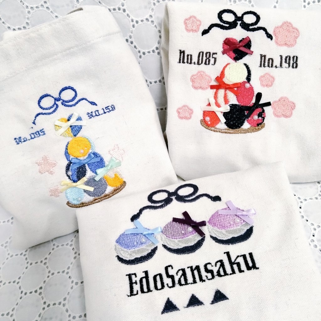 刀剣男士マカロンタワー✕刺繍トートバッグ