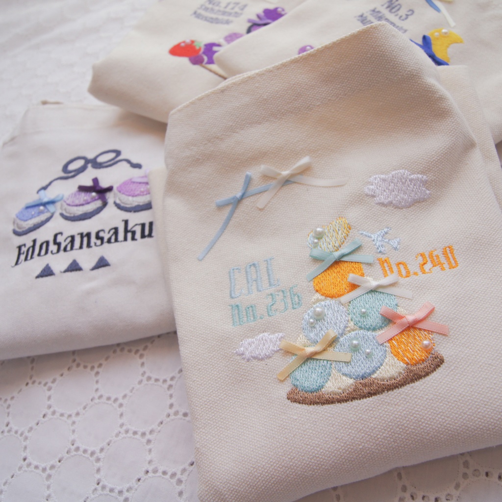 【8/10 22時〜頒布予定】マカロン✕刺繍トート 三日月宗近*鵜飼派*江戸三作*水心子正秀