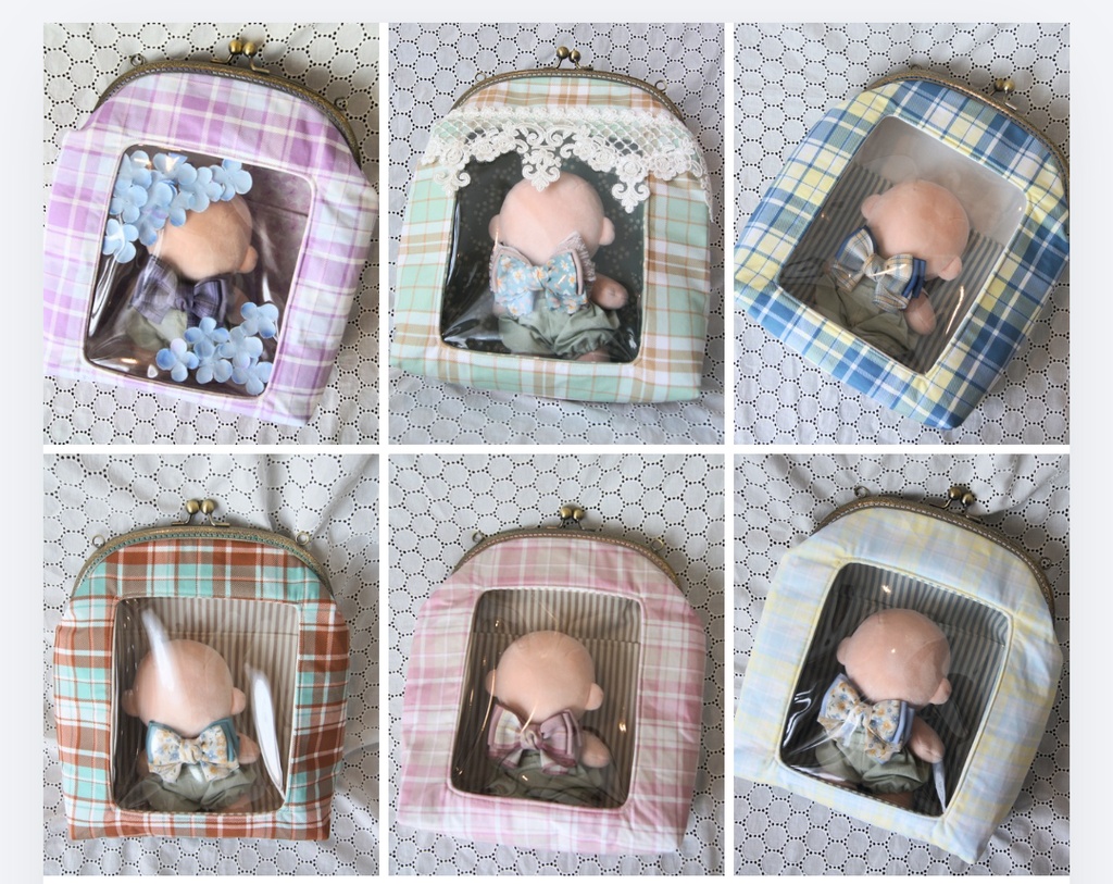 【５月下旬受注製作】がまぐちぬいバッグ　チェックパターン