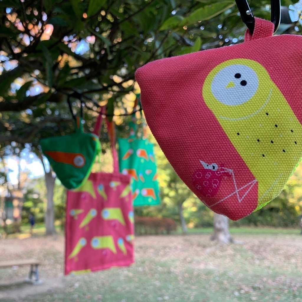 おにぎりが入るおにぎりポーチ付きトートバッグ【かっぱの手芸店「キナコ」&リタ・ジェイ コラボ】