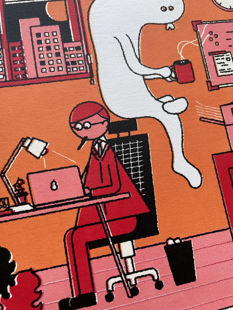 「URBAN YŌKAI」原画『仕事中にくつろぐ』