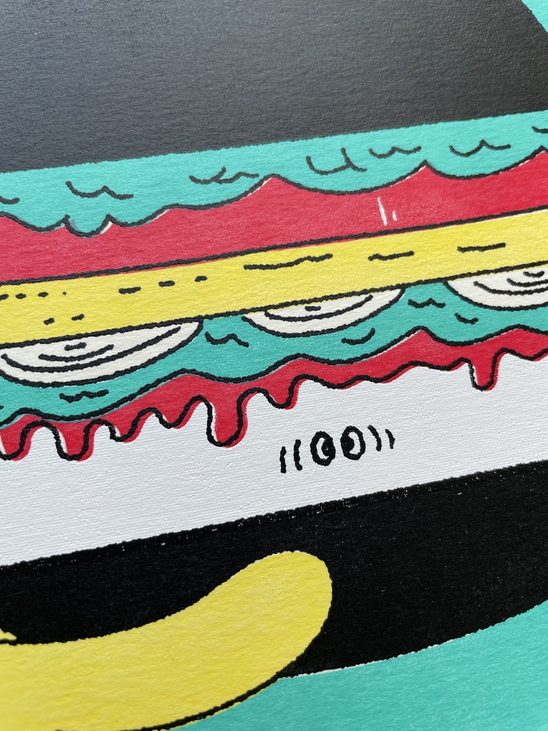 「URBAN YŌKAI」原画『パンと具材にはさまれる』