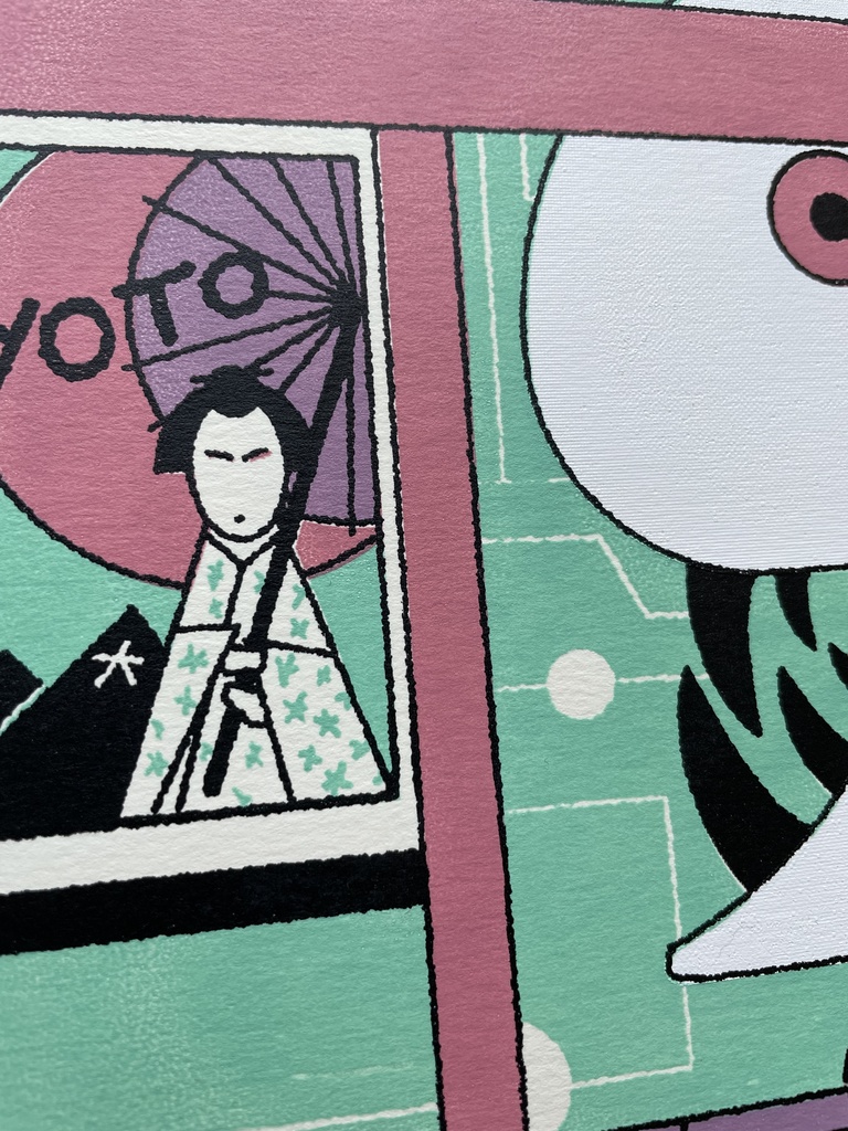 「URBAN YŌKAI」原画『バス停で人が入ってくるのをまつ』