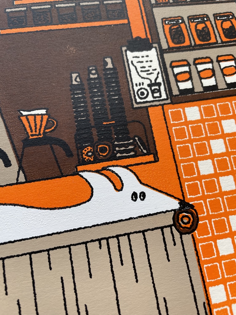 「URBAN YŌKAI」原画『コーヒースタンドでよこたわる』