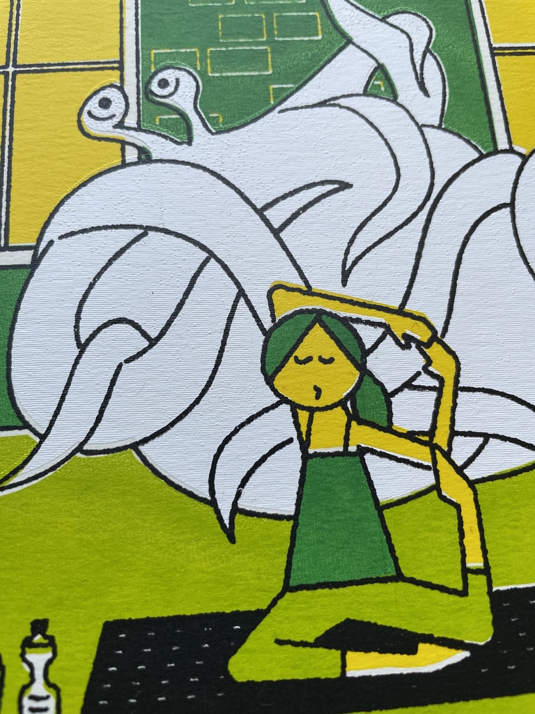 「URBAN YŌKAI」原画『ヨガを真似てからまる』