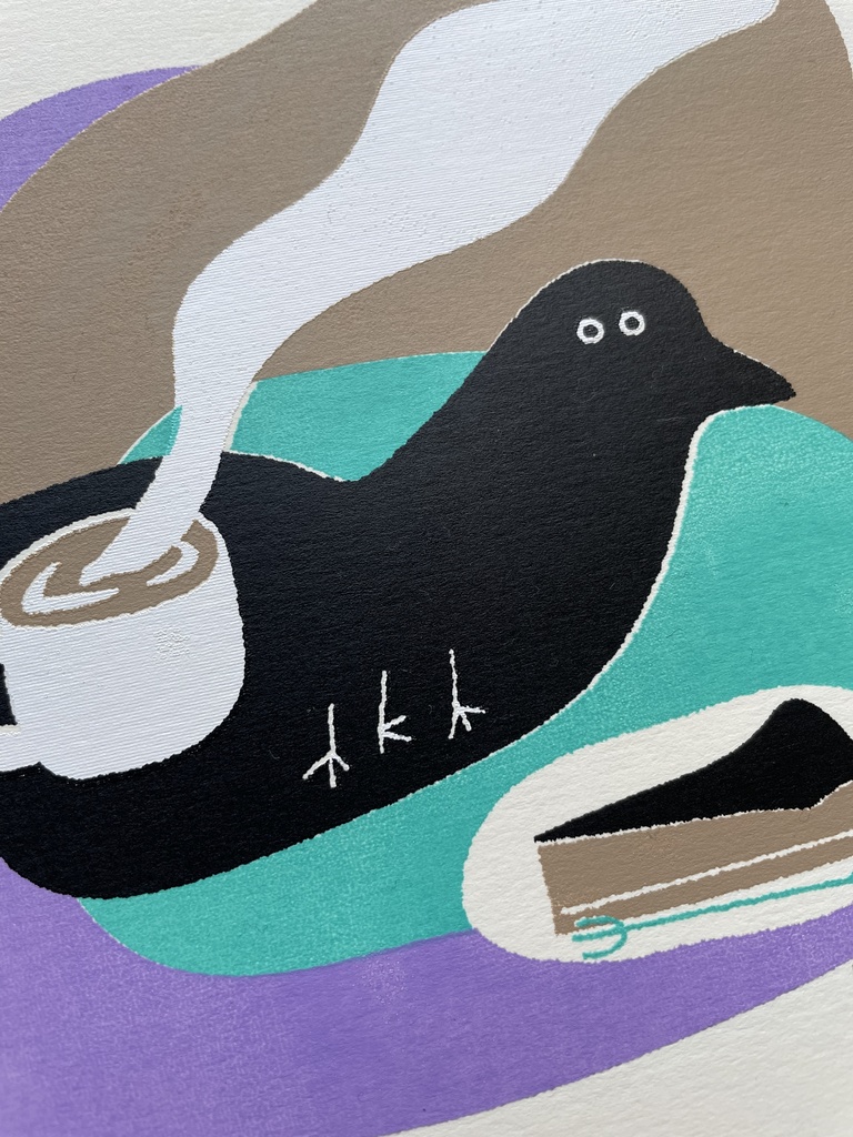 「URBAN YŌKAI」原画『コーヒーカップの横にたたずむ』