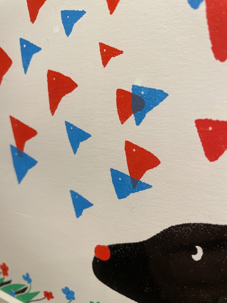 「鳥たち」原画【イヌと鳥の群れ】