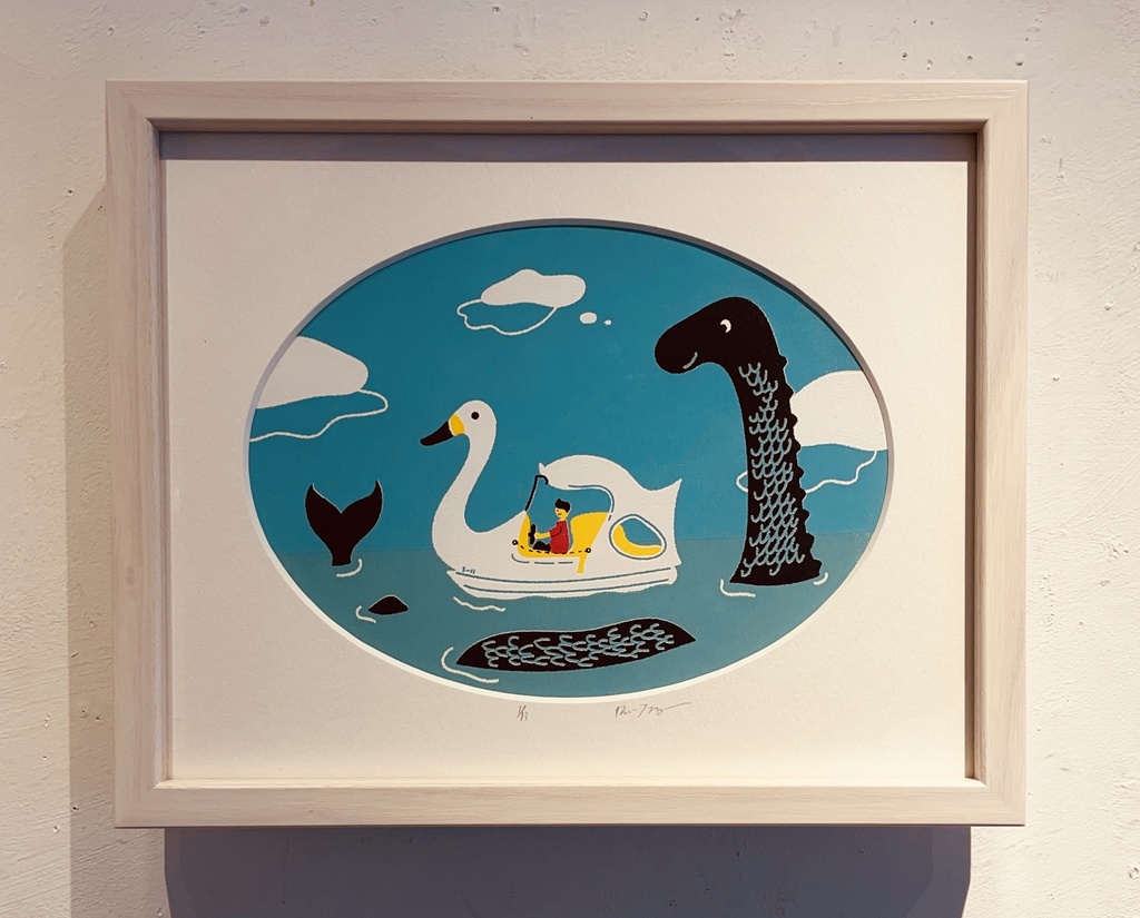 シルクスクリーン原画「スワンボート」(個展「Timeless?」)