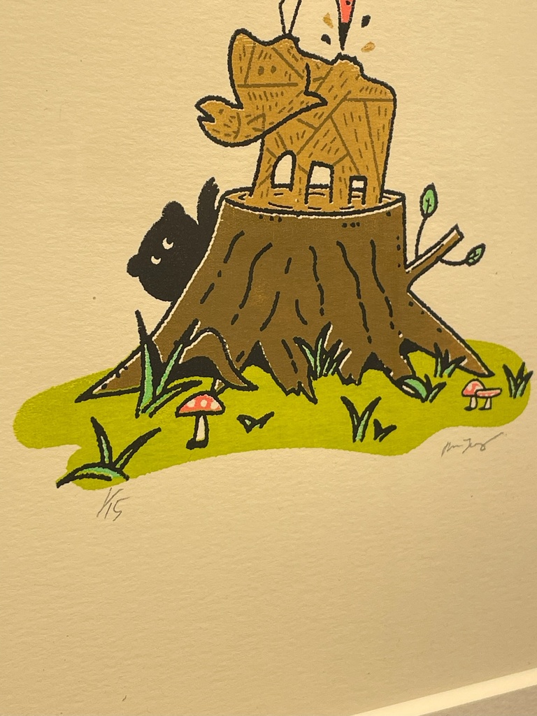 シルクスクリーン原画「木彫りのクマ」(個展「Timeless?」)