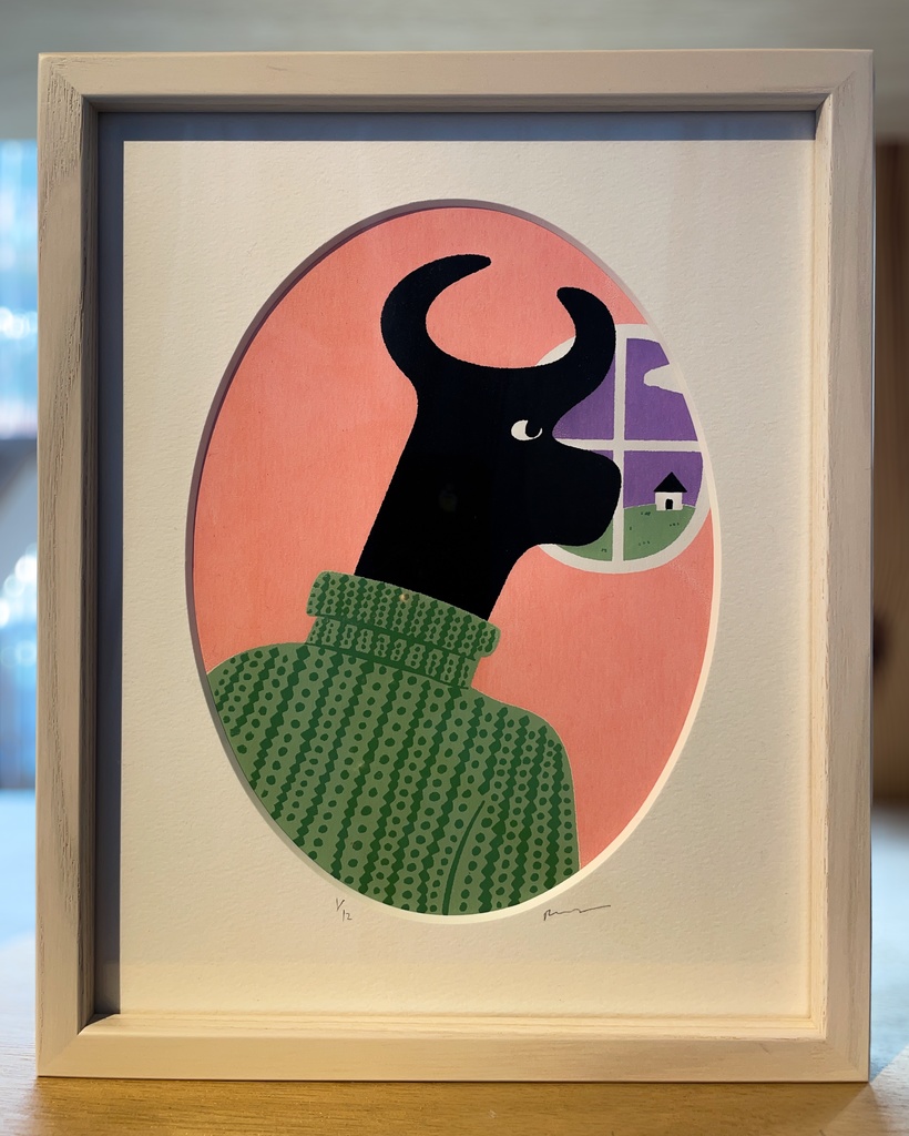 原画「窓の向こうの家」（シルクスクリーン）個展【版画のもと。】より