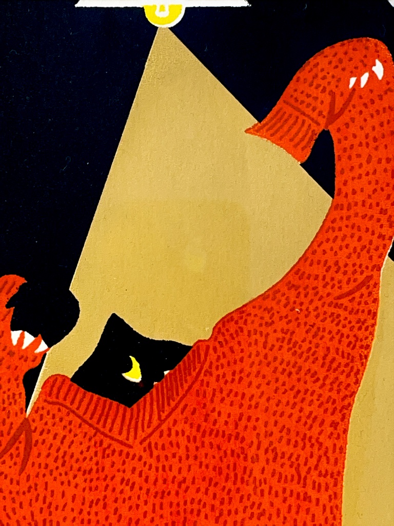 原画「なかなか脱げない」(シルクスクリーン)個展【版画のもと。】より