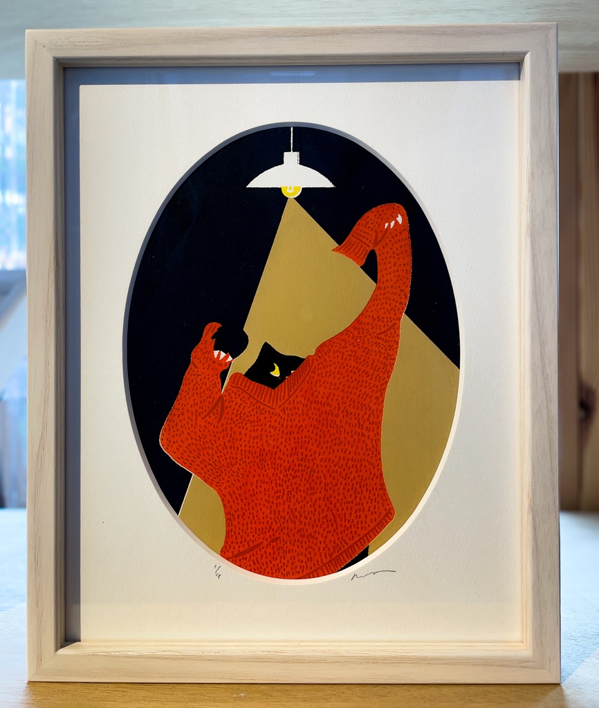 原画「なかなか脱げない」（シルクスクリーン）個展【版画のもと。】より