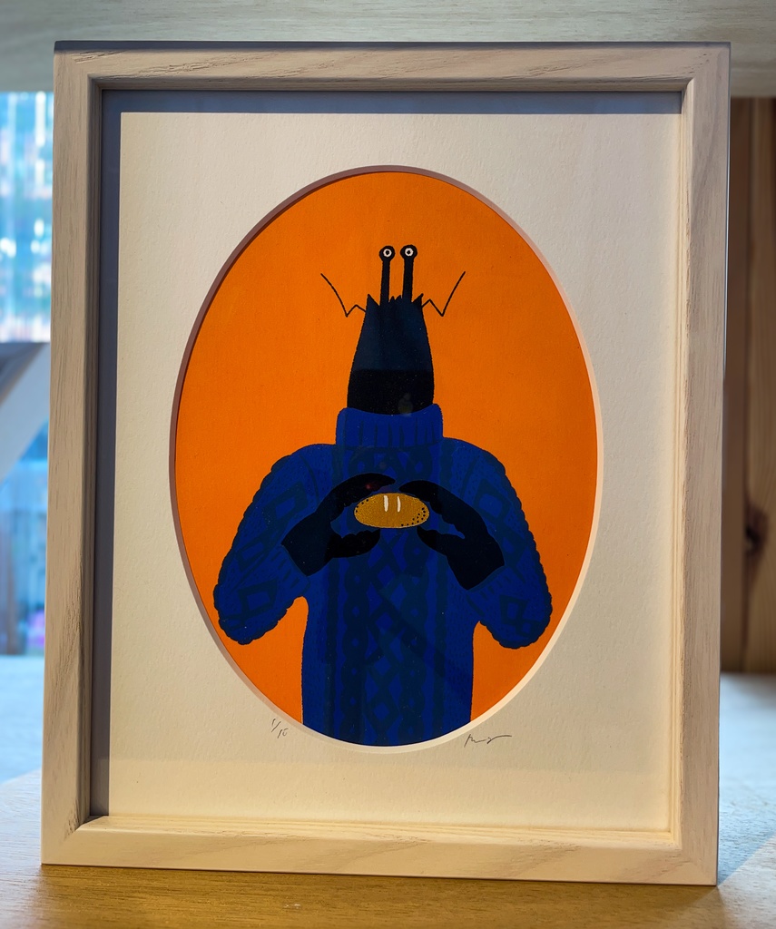 原画「パンをつかんで」（シルクスクリーン）個展【版画のもと。】より