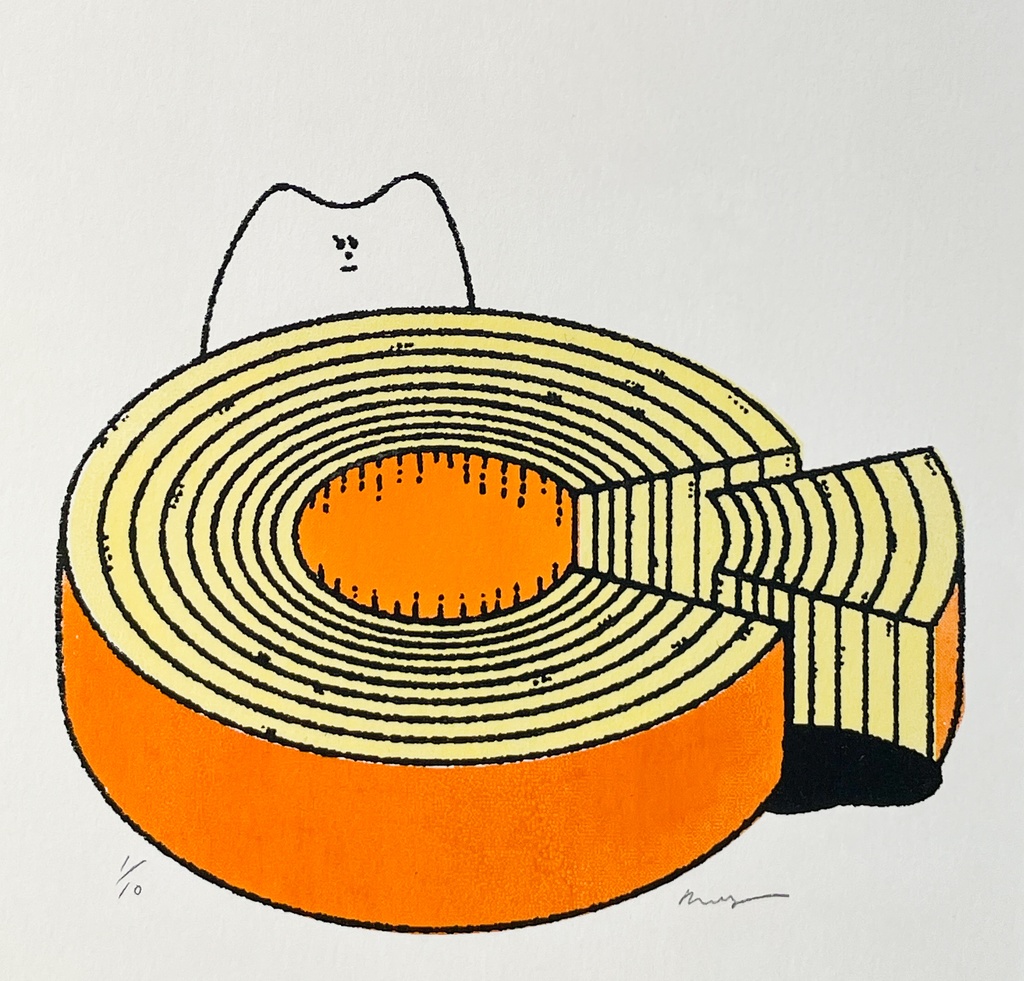 原画「バウムクーヘンに」(シルクスクリーン)個展「版画のもと。」 より