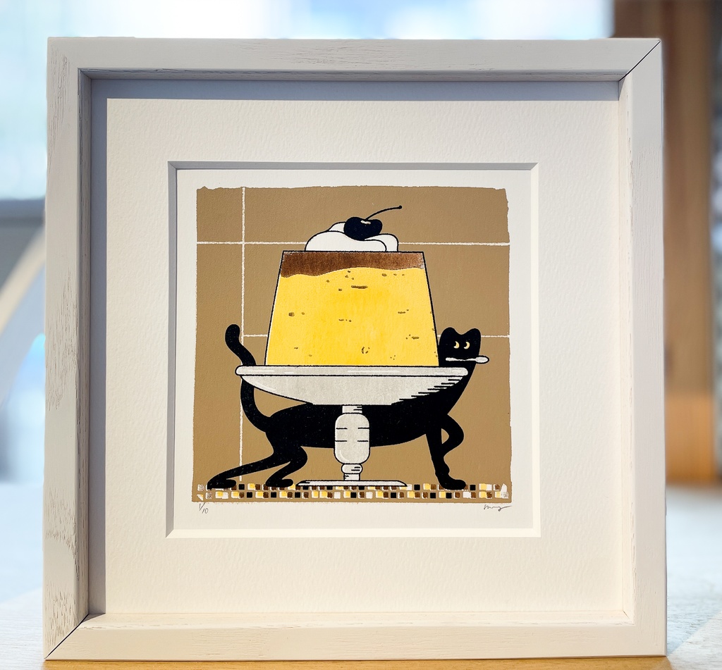 原画「プリンに」（シルクスクリーン）個展「版画のもと。」より