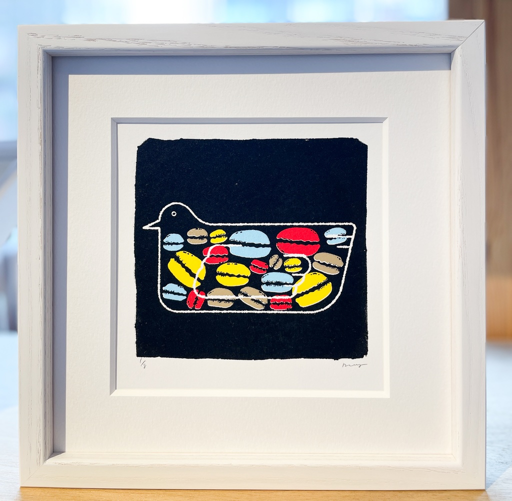原画「マカロンに」（シルクスクリーン）個展「版画のもと。」　より
