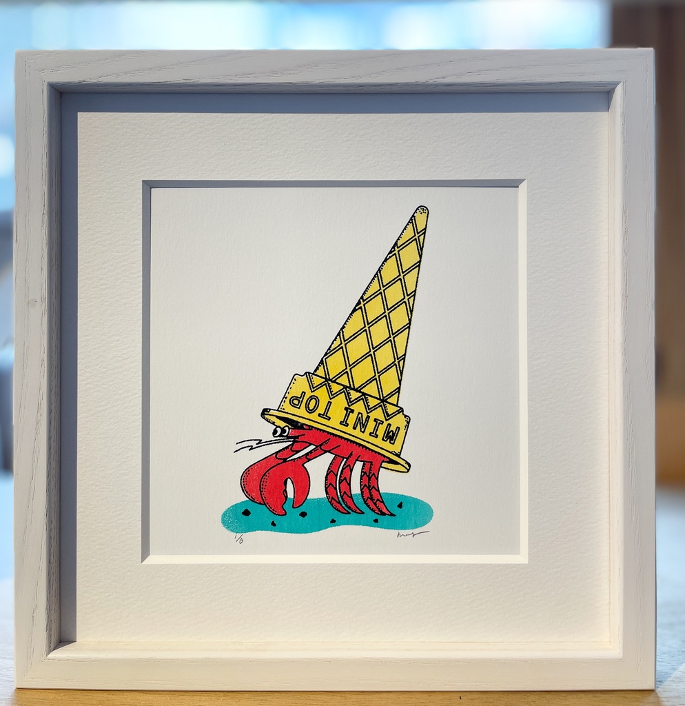 原画「アイスのコーンに」（シルクスクリーン）個展「版画のもと。」より