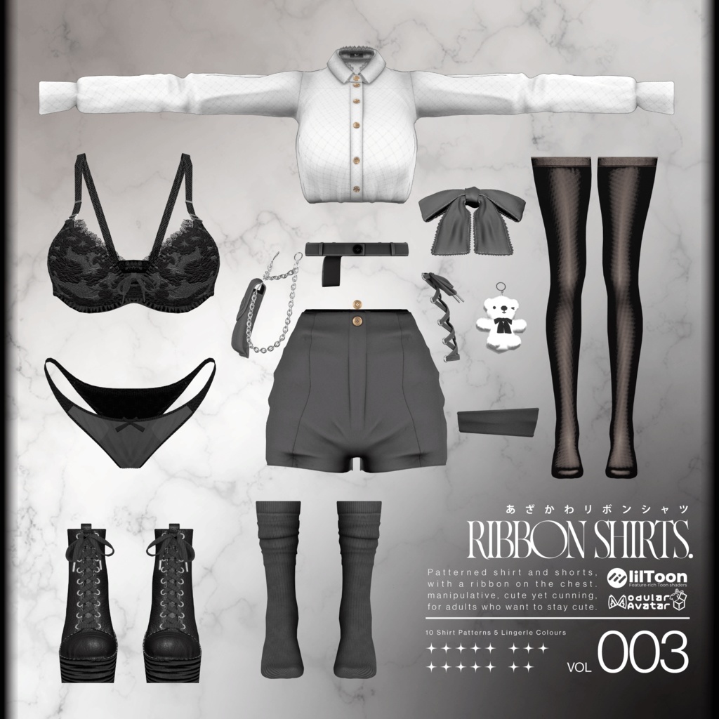 【13アバター対応】あざかわリボンシャツ Ribbon Shirts 리본 셔츠 #SPL3D