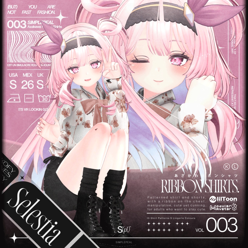 【13アバター対応】あざかわリボンシャツ Ribbon Shirts 리본 셔츠 #SPL3D