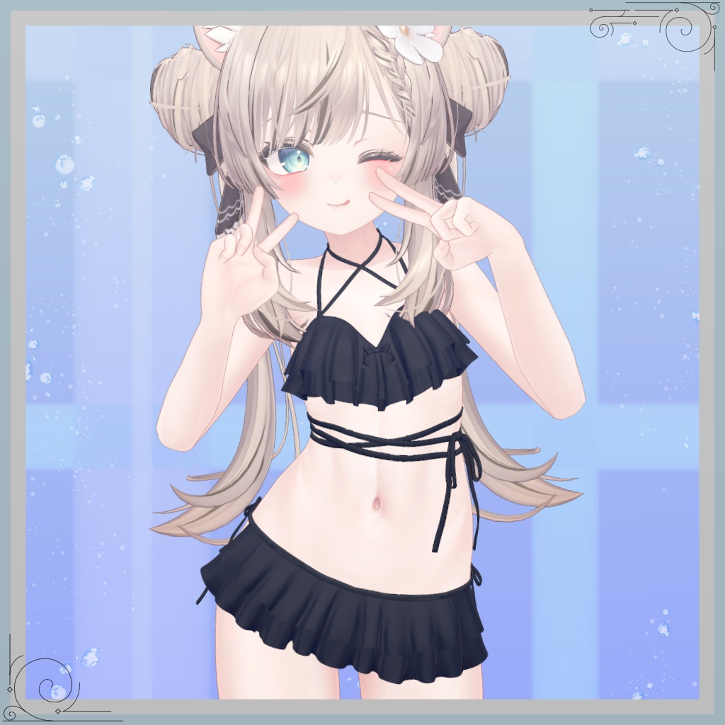 セール中!600→300円【VRChat向け】オリジナル3Dモデル「frills_swimsuit」