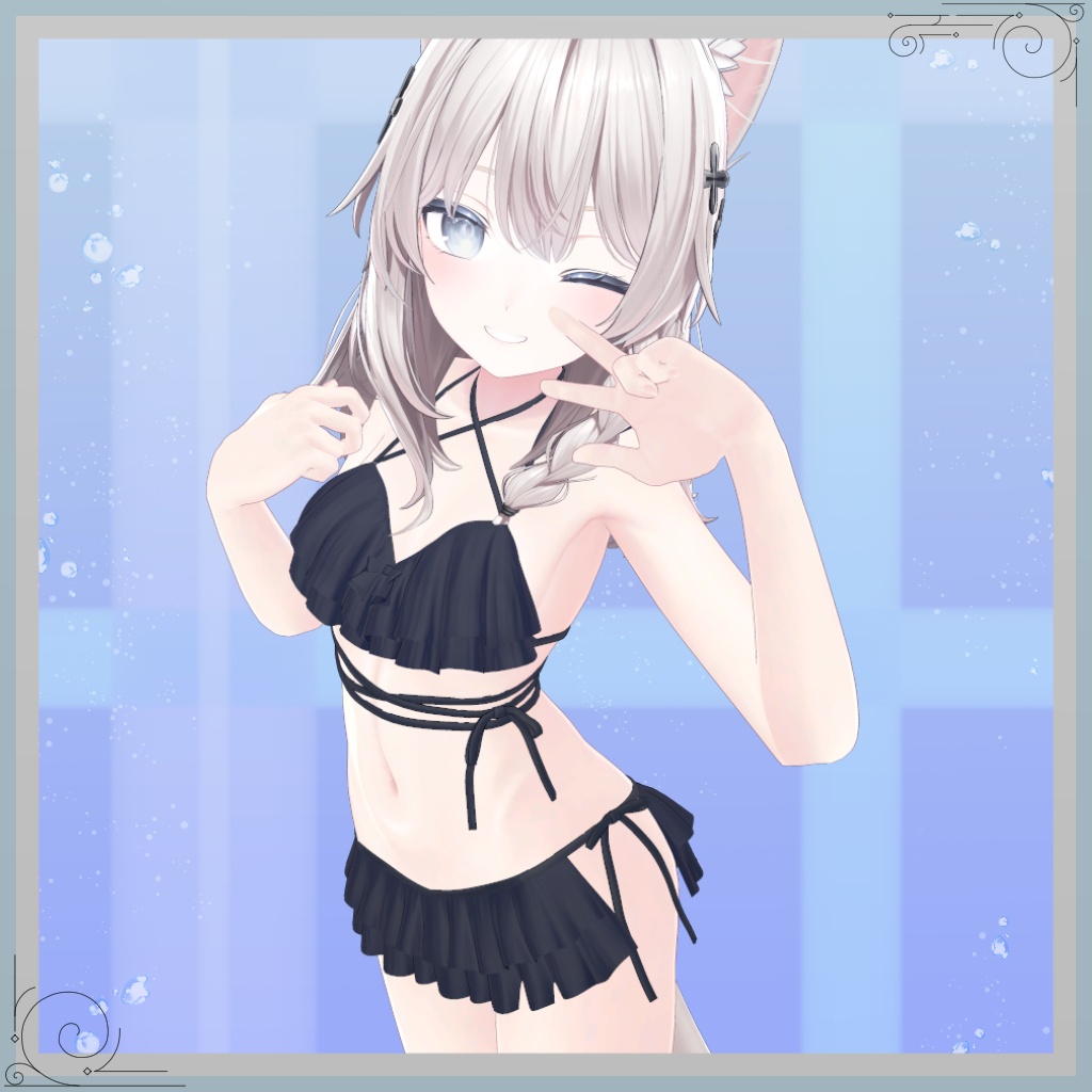 セール中!600→300円【VRChat向け】オリジナル3Dモデル「frills_swimsuit」