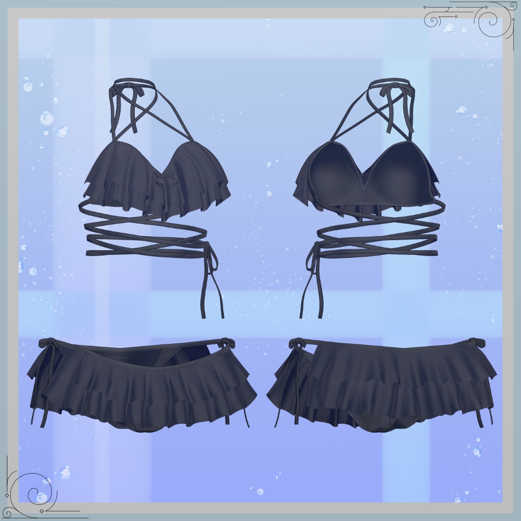 セール中!600→300円【VRChat向け】オリジナル3Dモデル「frills_swimsuit」