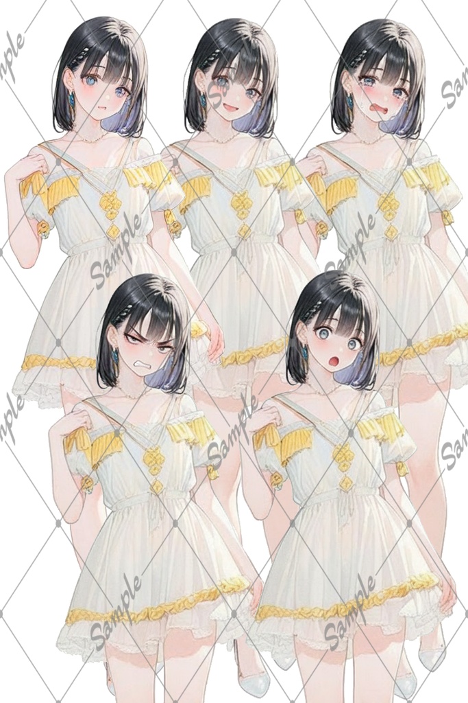 全身立ち絵 黒髪少女