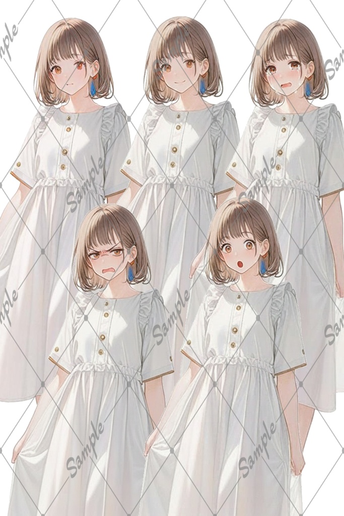 全身立ち絵 茶髪少女