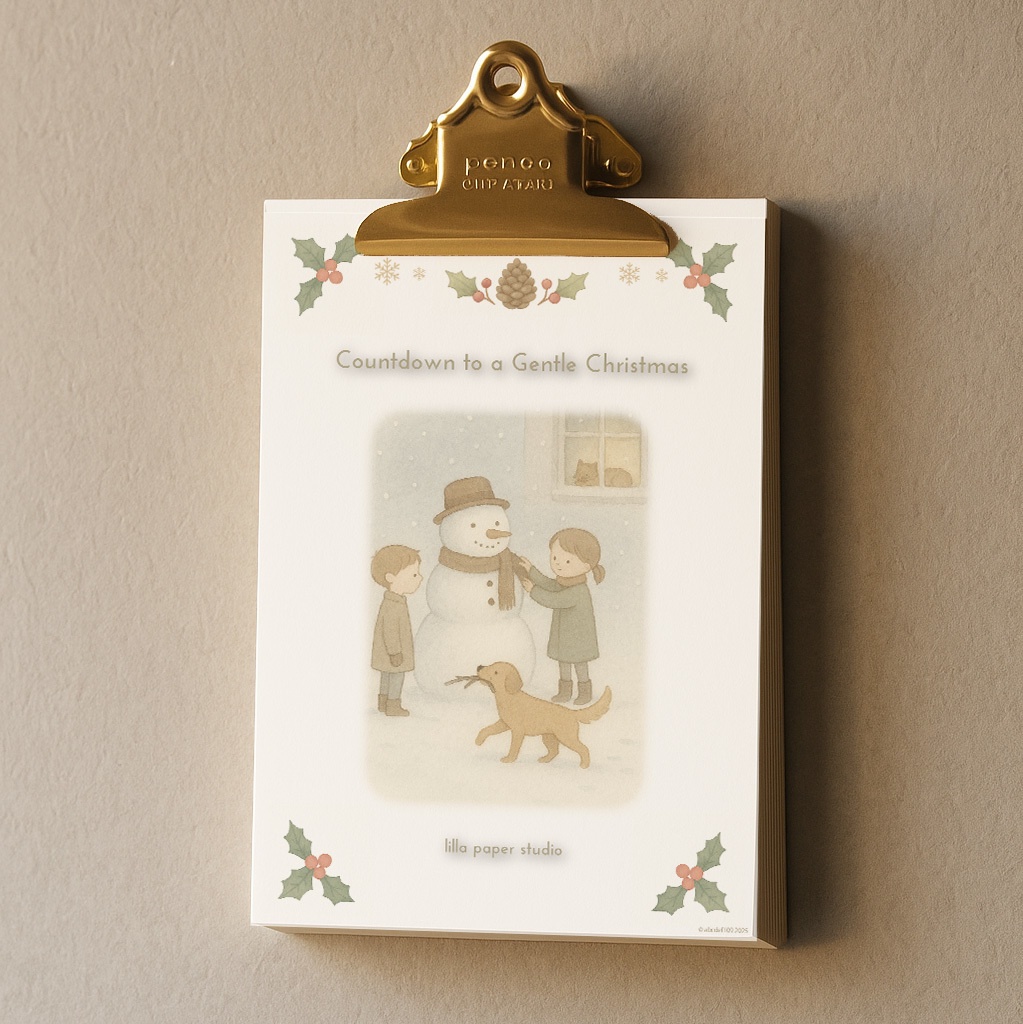 クリスマス｜日めくりカレンダー｜一週間｜北欧風｜英語付きイラストPDF