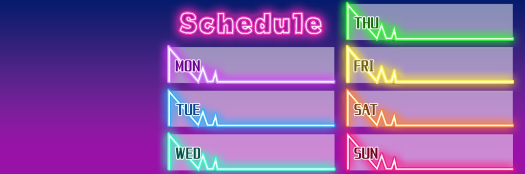 【無料】ネオンな週間スケジュール素材【配信者向け】