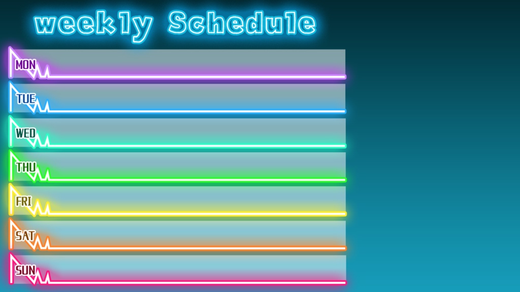 【無料】ネオンな週間スケジュール素材【配信者向け】