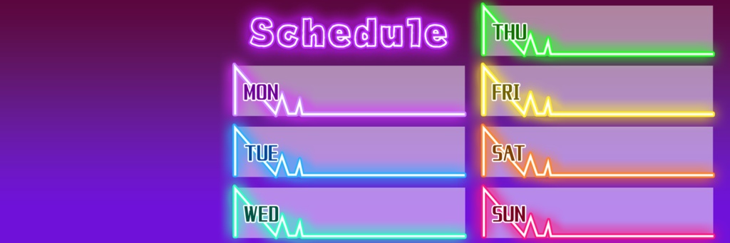 【無料】ネオンな週間スケジュール素材【配信者向け】