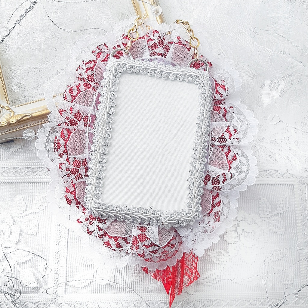 フラワーベール風トレカケース‐ White red ‐