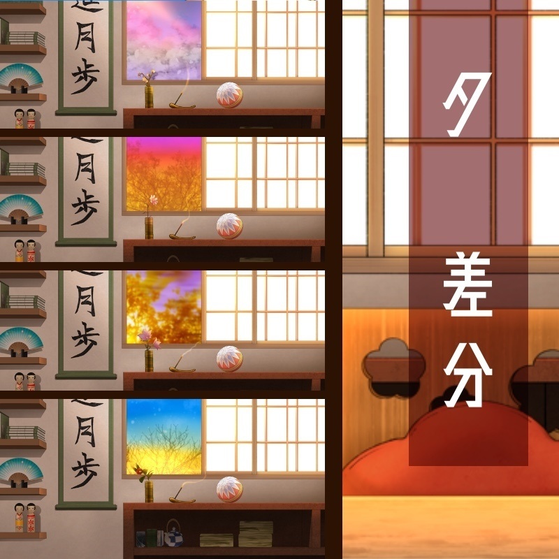 和風Vtuber配信背景セット|春夏秋冬+朝昼夜差分