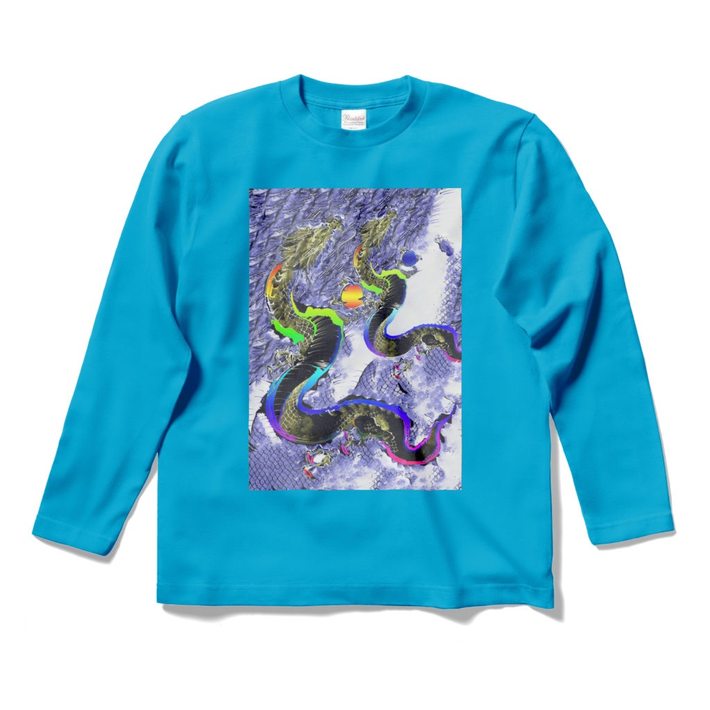 縁起長袖Tシャツ・空色:二頭昇龍