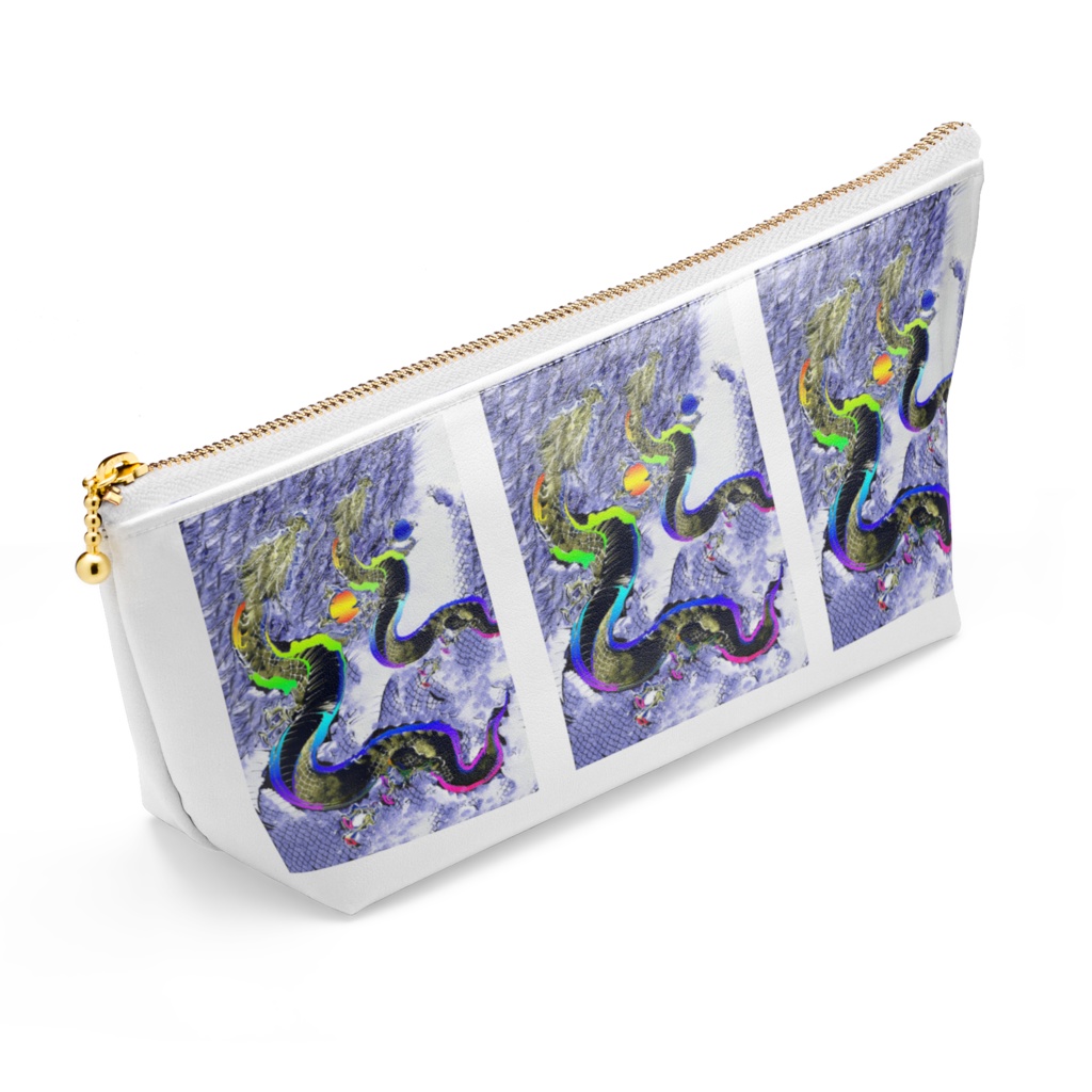 縁起ポーチ - 長さ21.5cm / 高さ10cm :二頭昇龍