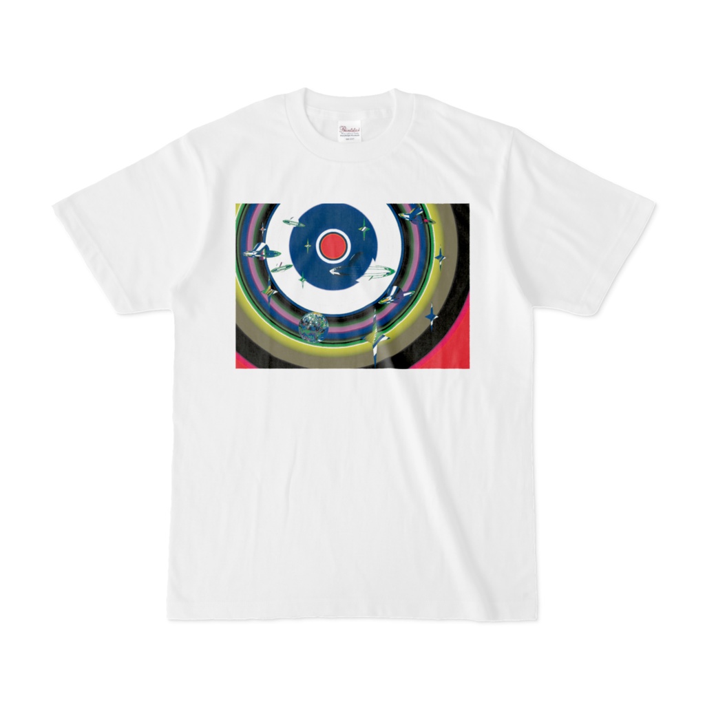 宇宙神秘・Tシャツ白 :赤太陽宇宙