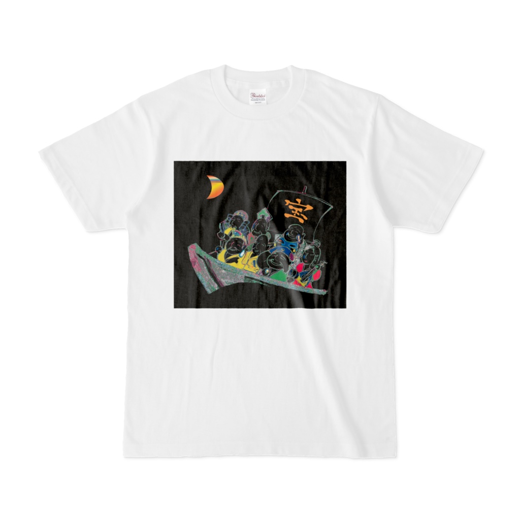 神秘Tシャツ白：月光七福神-１角