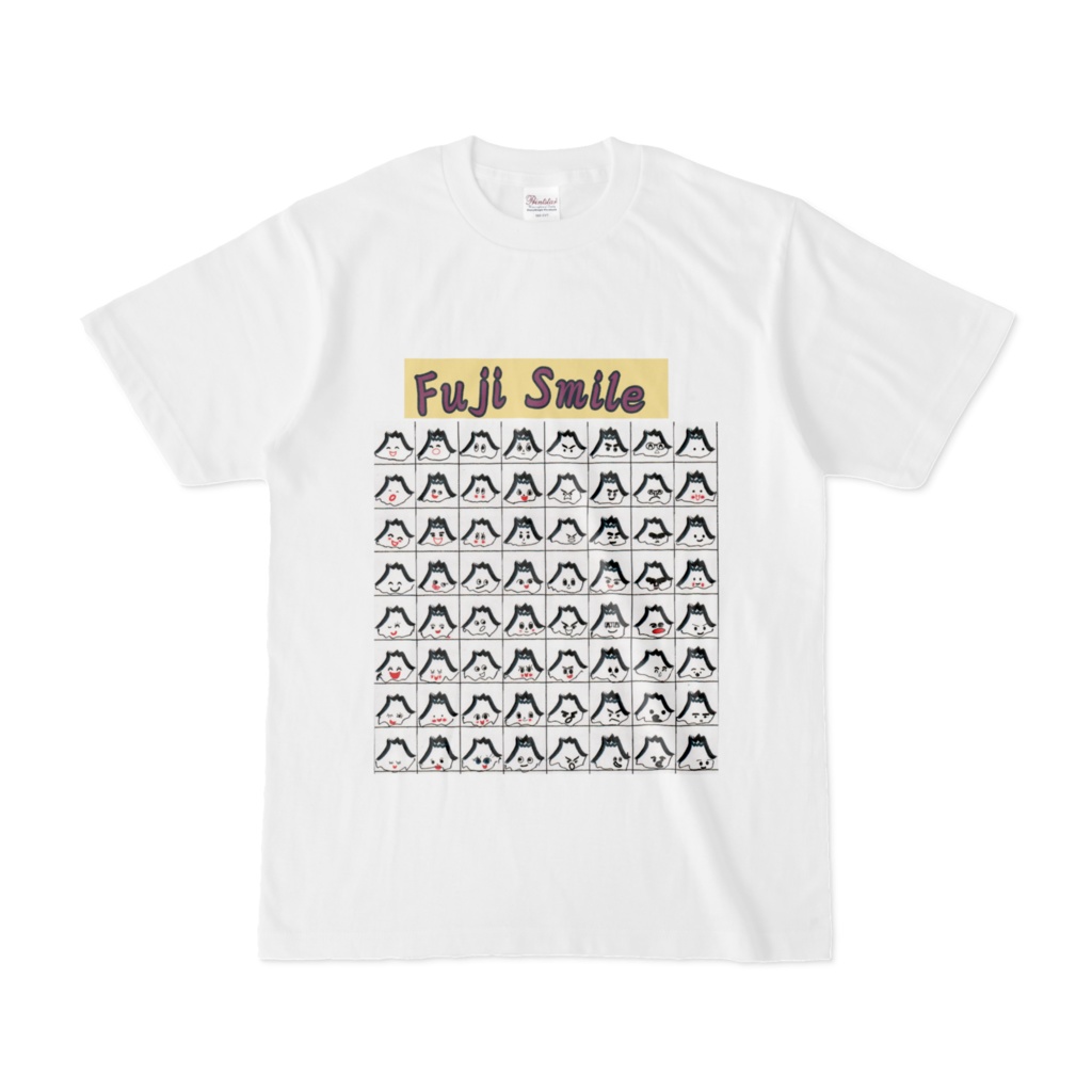 面白Tシャツ白：富士スマイル（Fuji Smile）模様