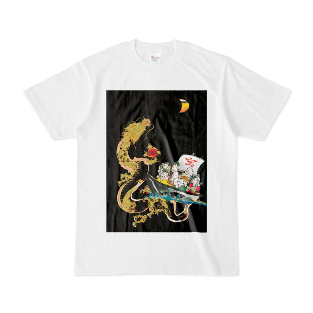 神秘Tシャツ白:月下黄金昇龍七福神