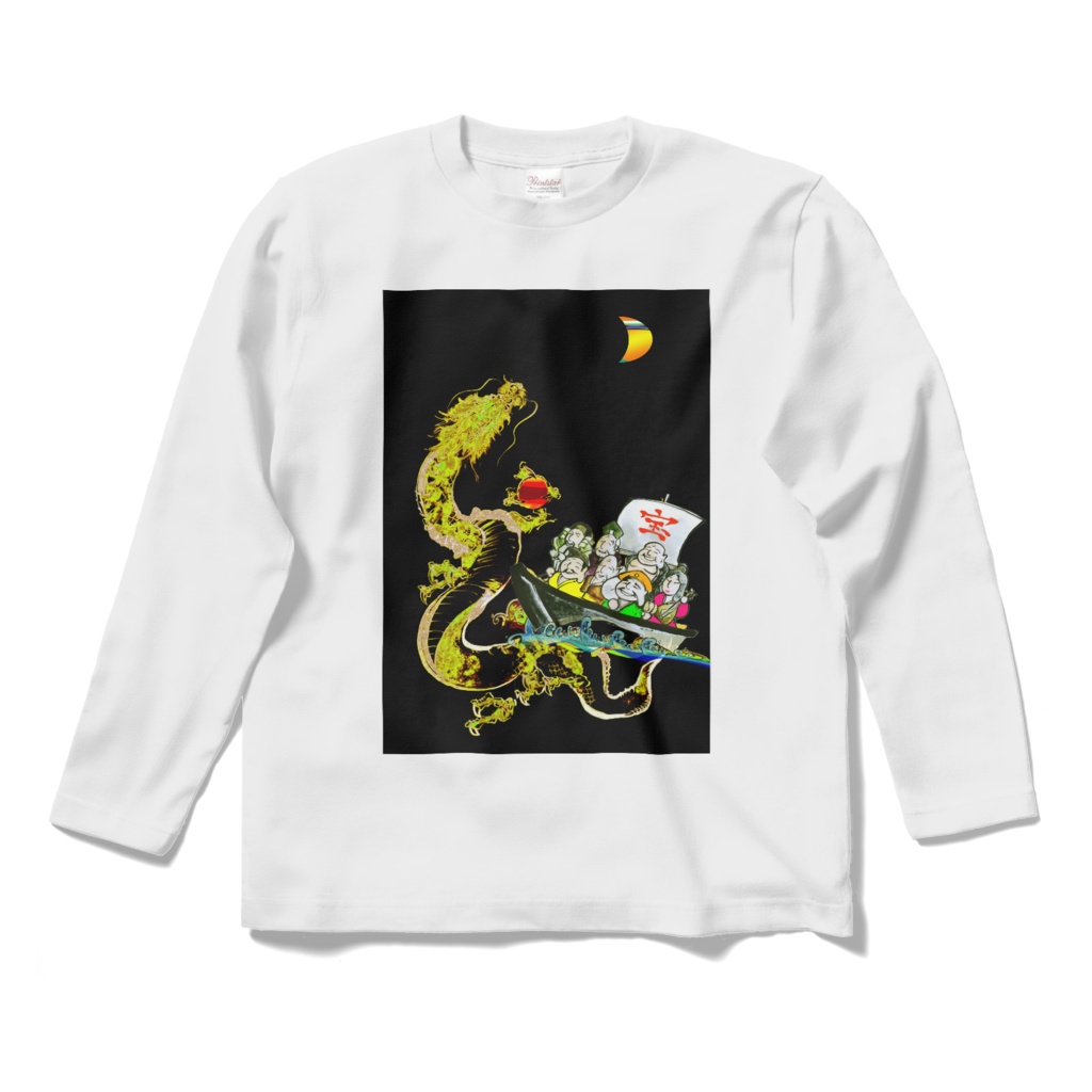 神秘長袖Tシャツ：月下黄金昇龍七福神