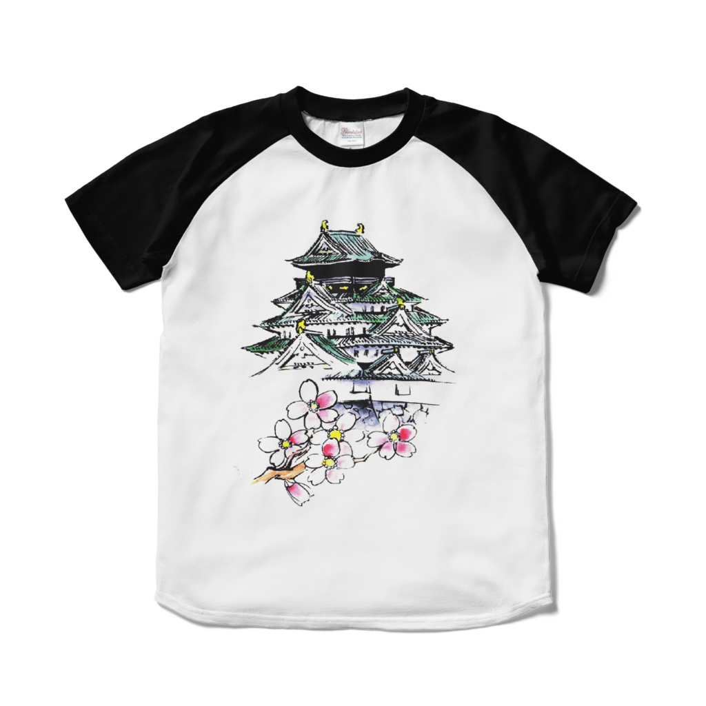 ラグランTシャツ ：大阪城と桜