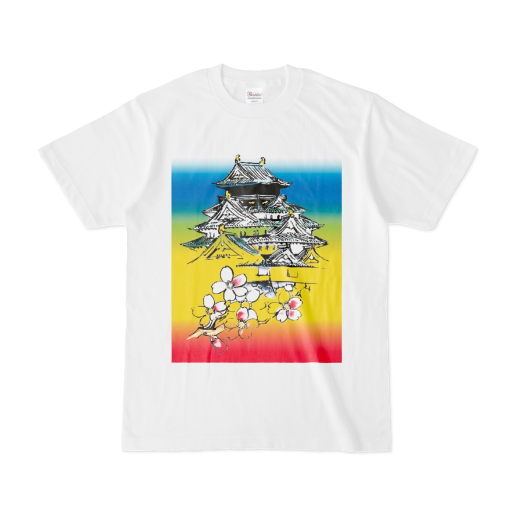 大阪城と桜カラー:Tシャツ白