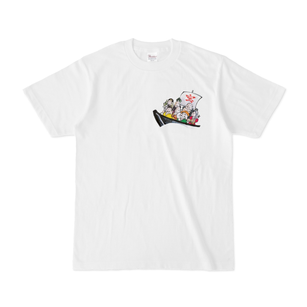 宝船七福神-右胸模様Tシャツ白