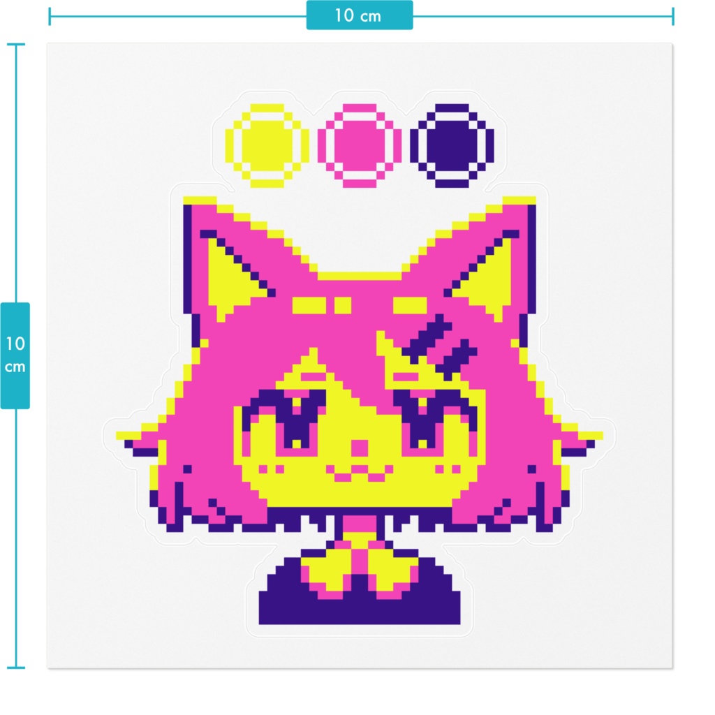 3色ドット絵ステッカー 猫耳の女の子