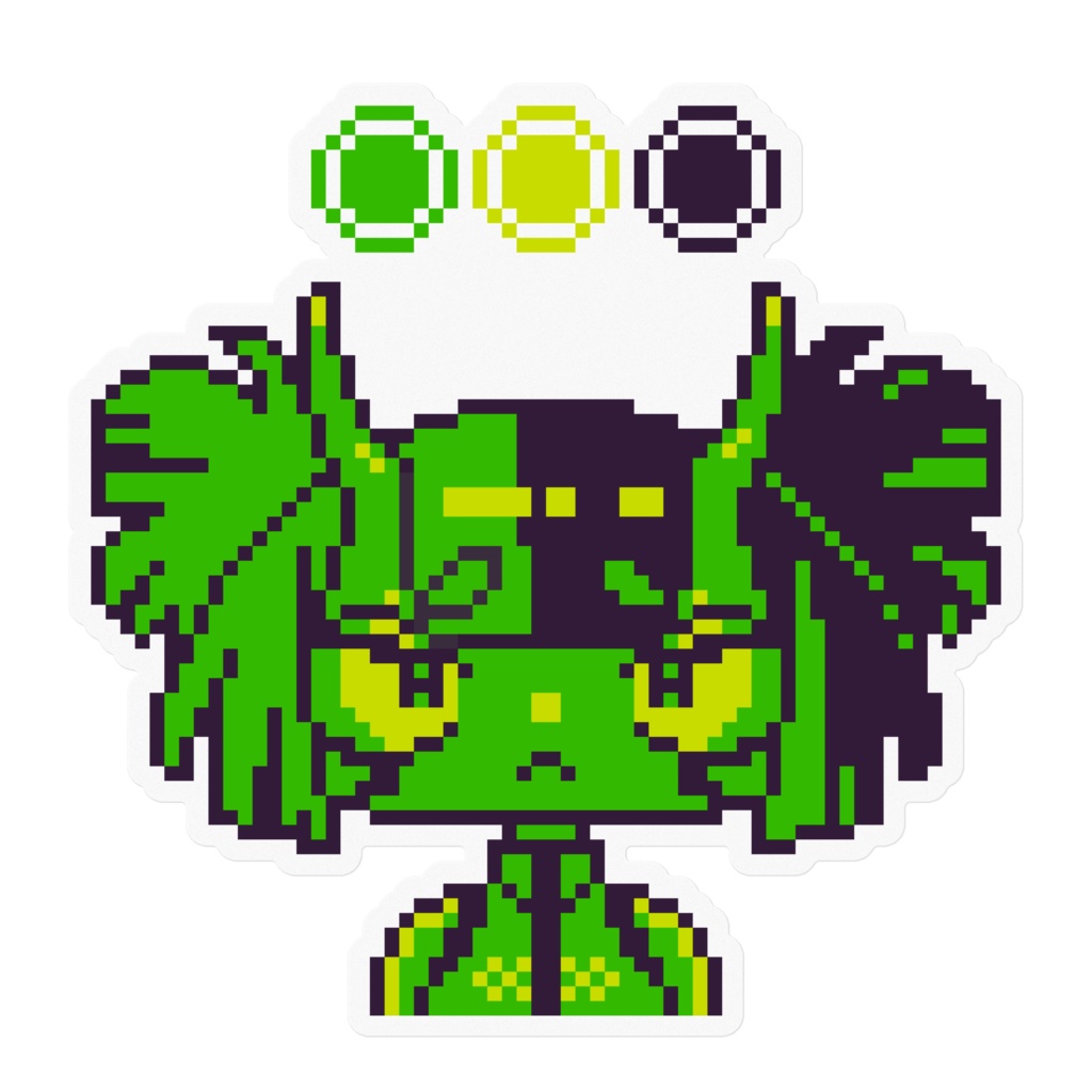 3色ドット絵ステッカー 緑の鬼の女の子